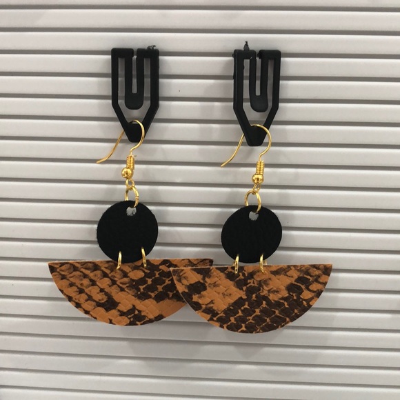 Hand Crafted Jewelry - Circle And Half Moon Earrings